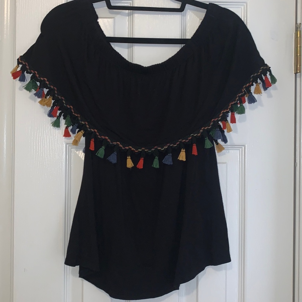Black tassel top